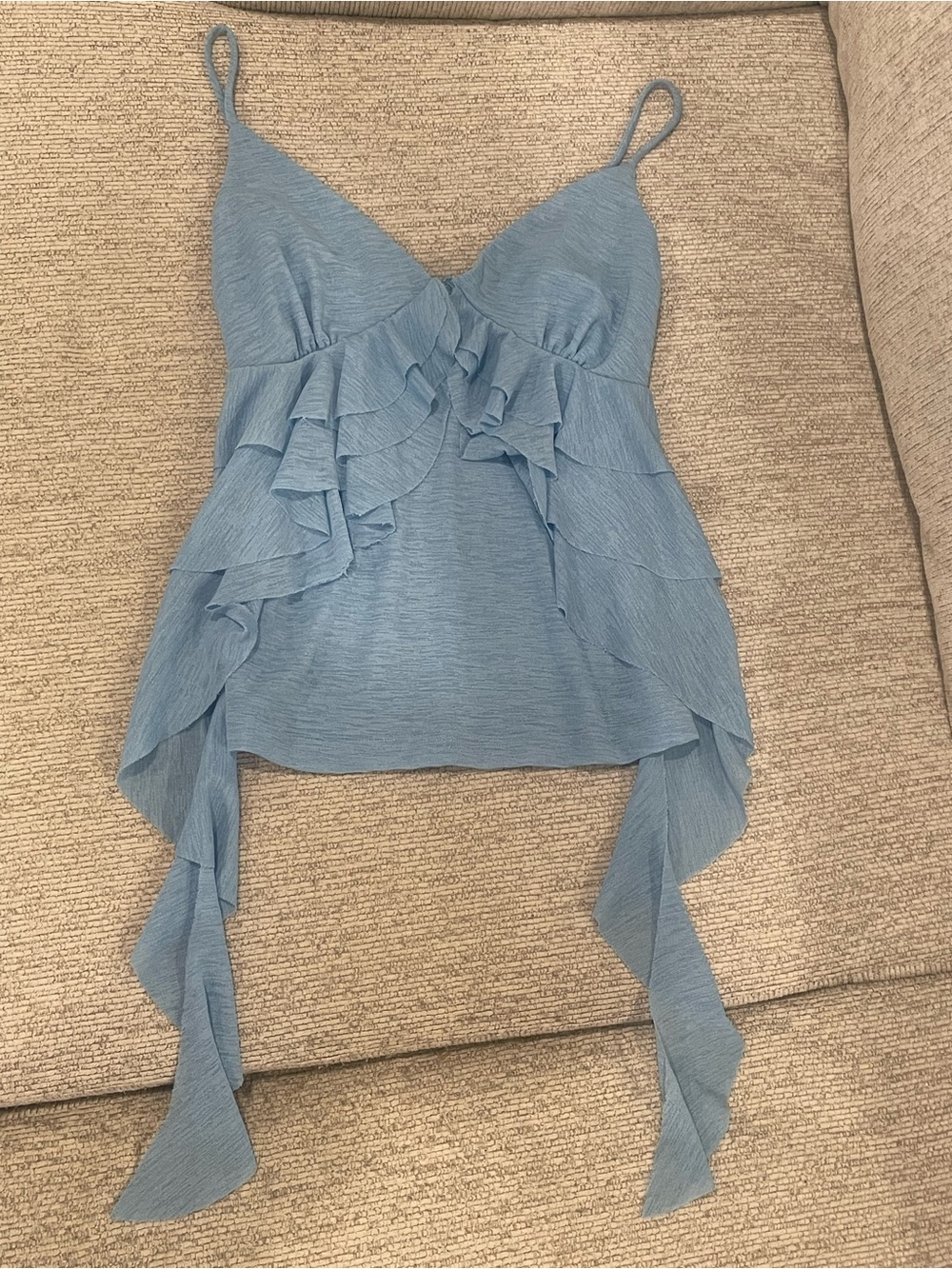 Light Blue Ruffled Camisole Top - Women